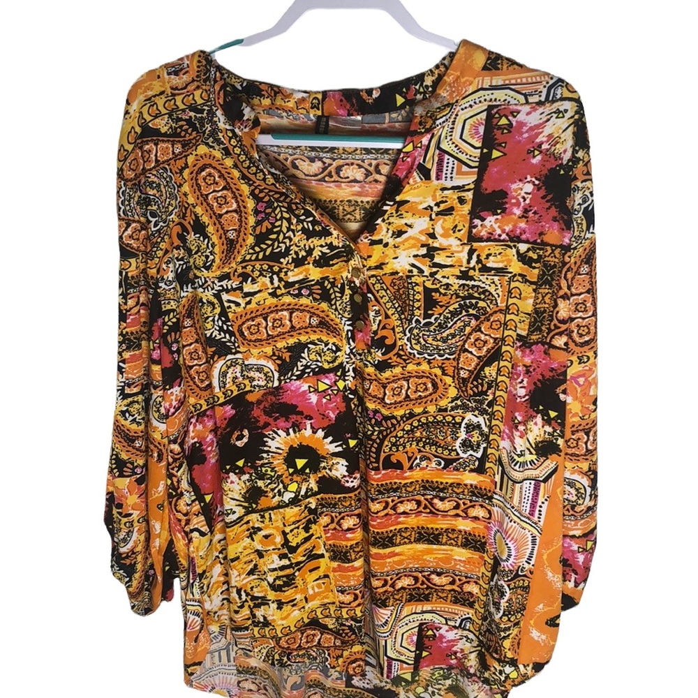 Manhattan Blues High Low V Neck Blouse Women’s Size 3XL